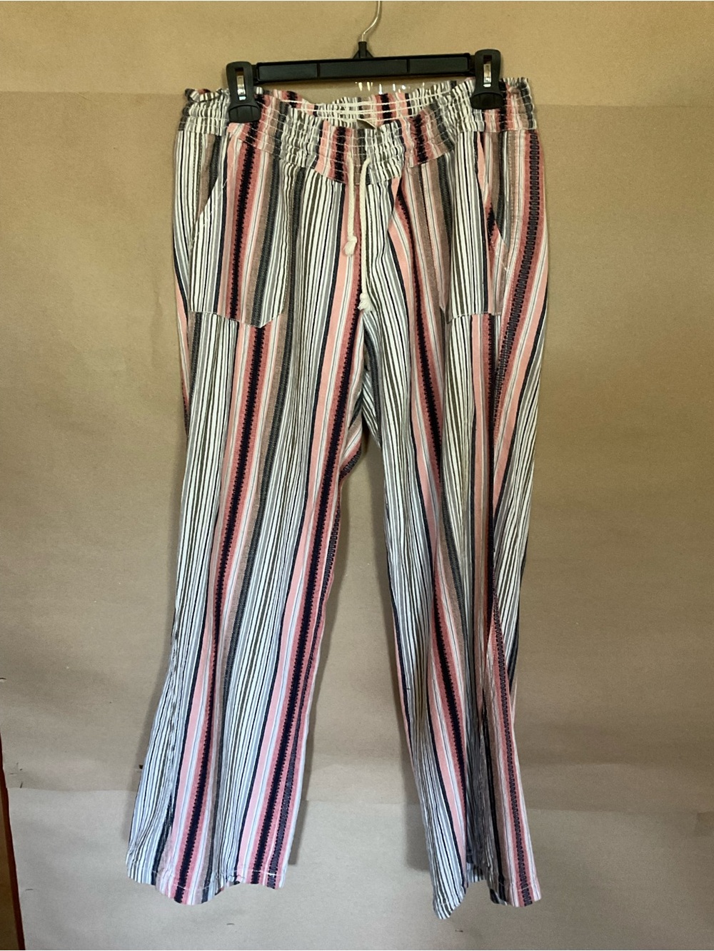 Kiss & Cry Striped Drawstring Pants - Pink & Blue. Size L